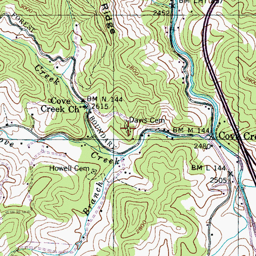 Topographic Map of Davis Cemetery, NC