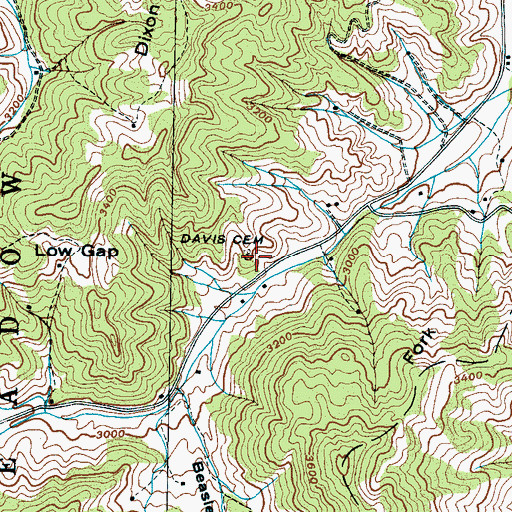 Topographic Map of Davis Cemetery, NC