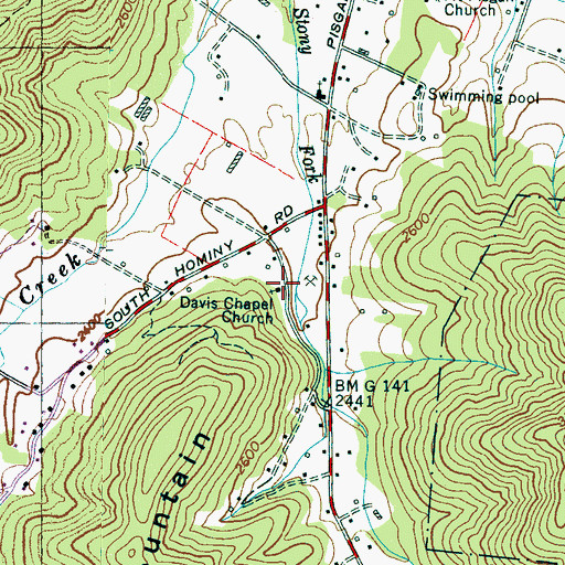 Topographic Map of Davis Chapel Church, NC