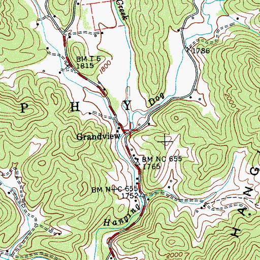 Topographic Map of Davis Creek, NC