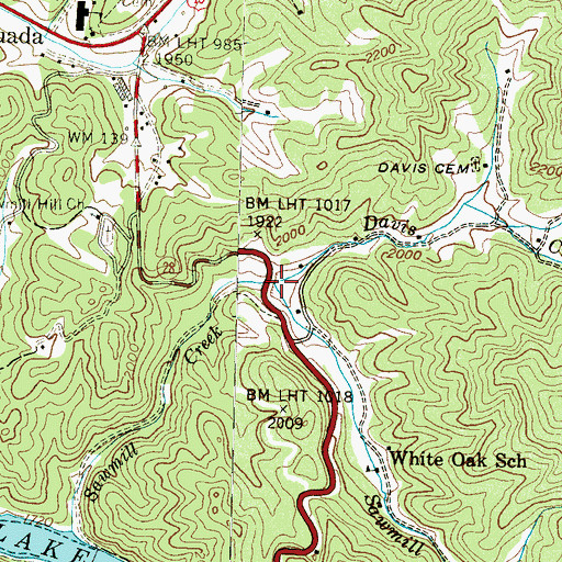 Topographic Map of Davis Creek, NC