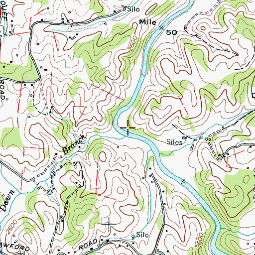 Topographic Map of Dawn Branch, NC
