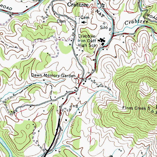 Topographic Map of Dawn Memory Garden, NC