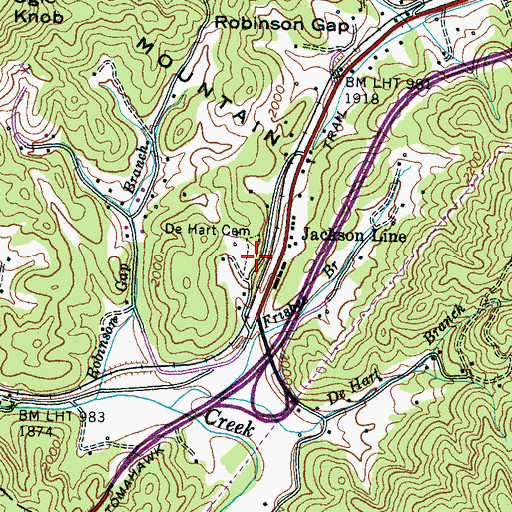 Topographic Map of De Hart Cemetery, NC