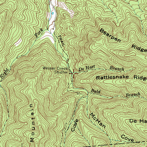 Topographic Map of DeHart Branch, NC