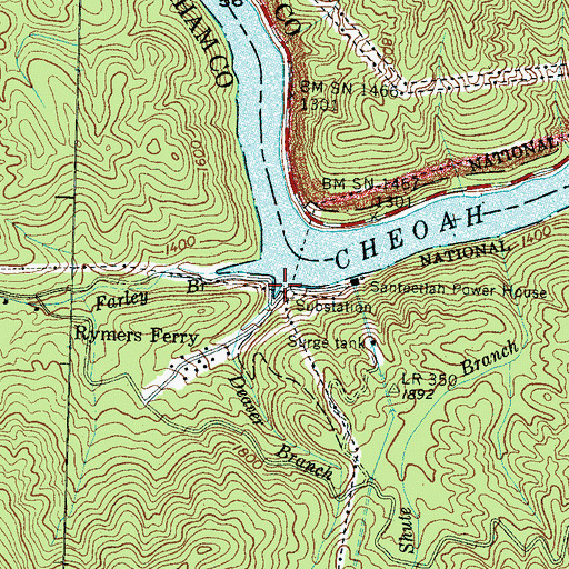 Topographic Map of Deaver Branch, NC