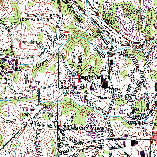 Topographic Map of Deaver View Church, NC