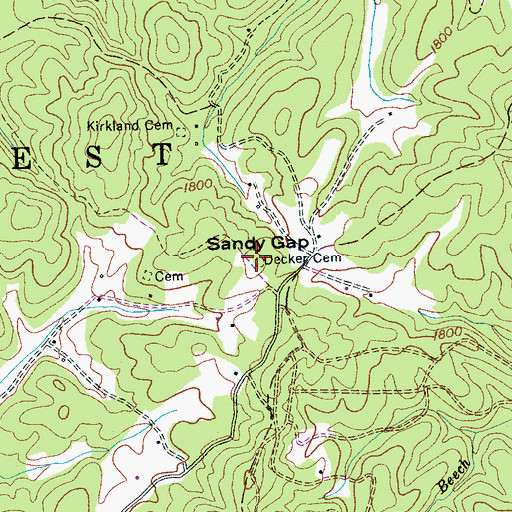 Topographic Map of Decker Cemetery, NC