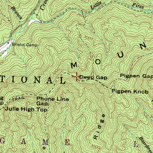 Topographic Map of Deep Gap, NC