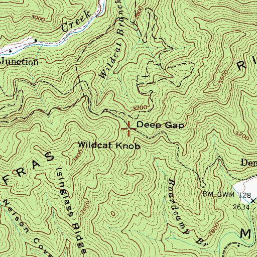 Topographic Map of Deep Gap, NC