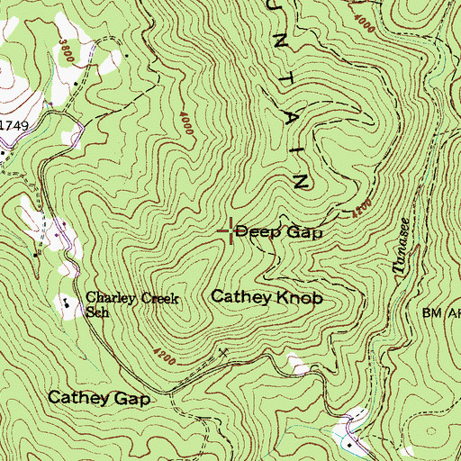 Topographic Map of Deep Gap, NC