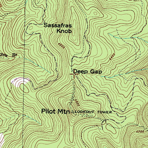 Topographic Map of Deep Gap, NC