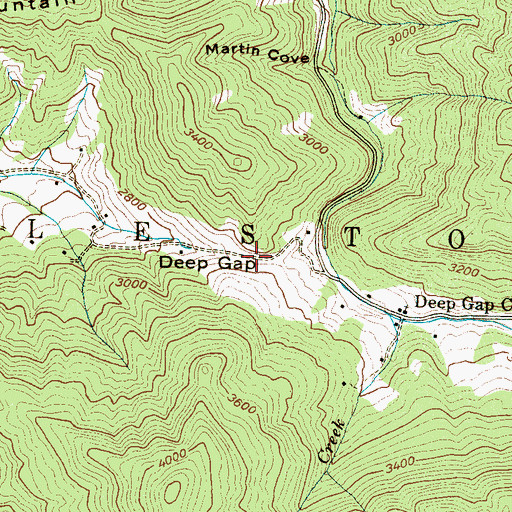 Topographic Map of Deep Gap, NC