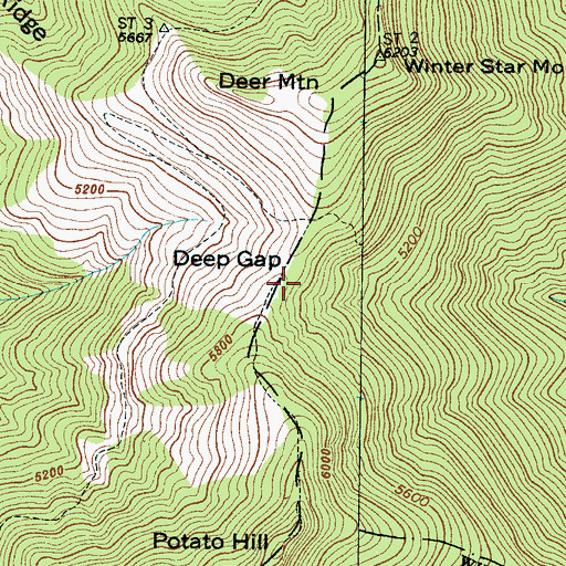 Topographic Map of Deep Gap, NC