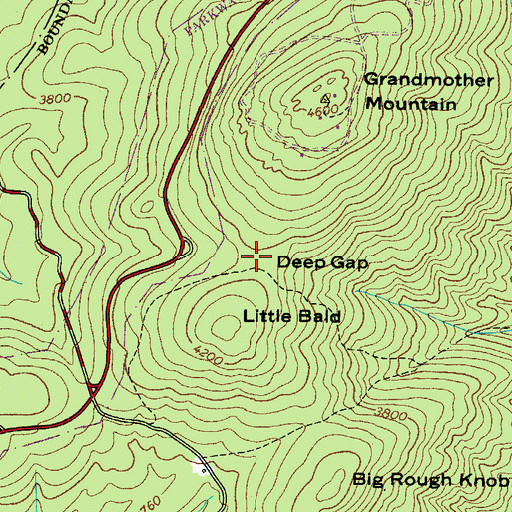 Topographic Map of Deep Gap, NC