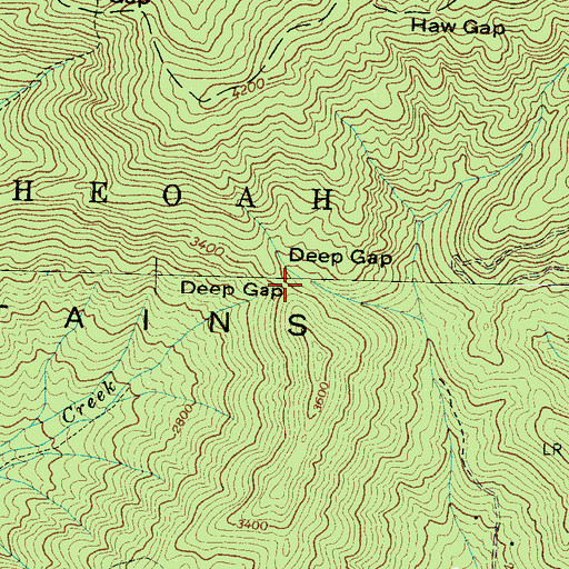 Topographic Map of Deep Gap, NC