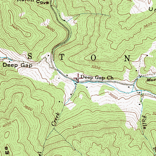 Topographic Map of Deep Gap Church, NC