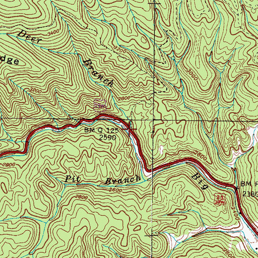 Topographic Map of Deer Branch, NC