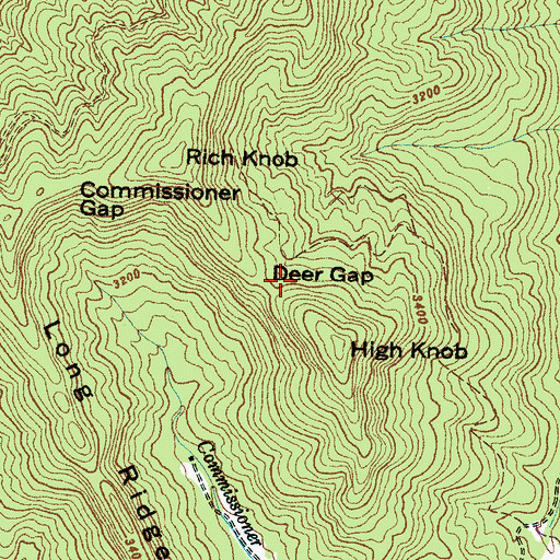 Topographic Map of Deer Gap, NC