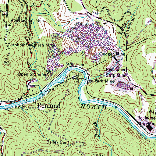 Topographic Map of Deer Park Mine, NC