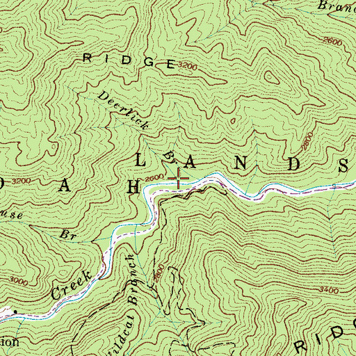 Topographic Map of Deerlick Branch, NC