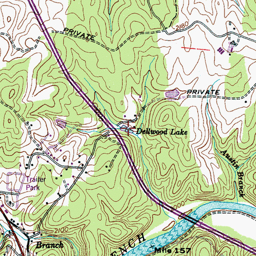 Topographic Map of Dellwood Lake, NC