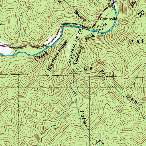 Topographic Map of Den Branch, NC