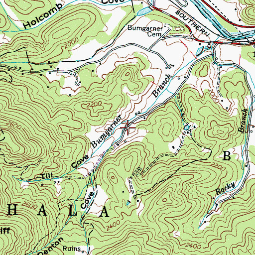 Topographic Map of Denton Cove, NC