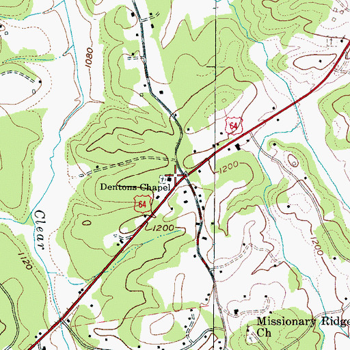 Topographic Map of Dentons Chapel, NC