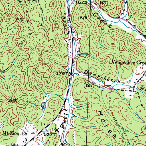 Topographic Map of Derreberry Branch, NC