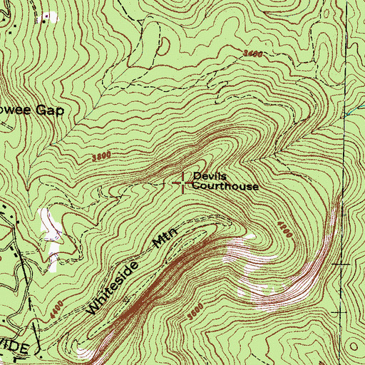 Topographic Map of Devils Courthouse, NC