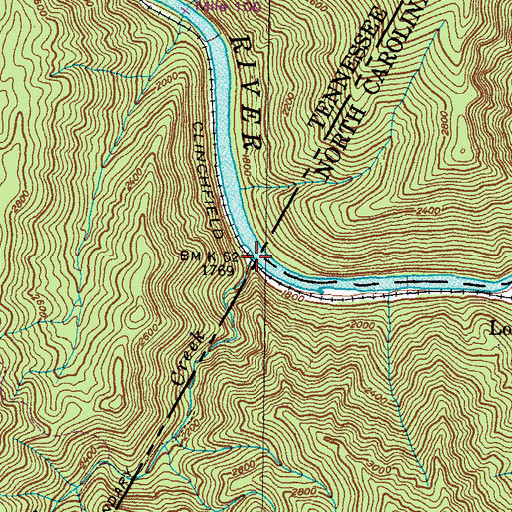 Topographic Map of Devils Creek, NC