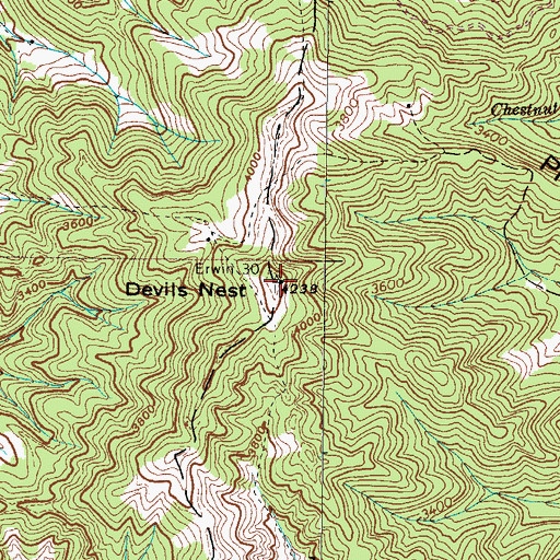 Topographic Map of Devils Nest, NC
