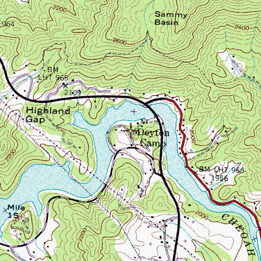 Topographic Map of Deyton Camp, NC