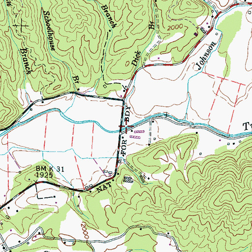Topographic Map of Dick Branch, NC