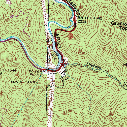 Topographic Map of Dickson Creek, NC