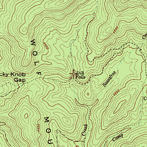Topographic Map of Dill Falls, NC
