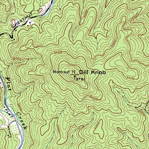Topographic Map of Dill Knob, NC