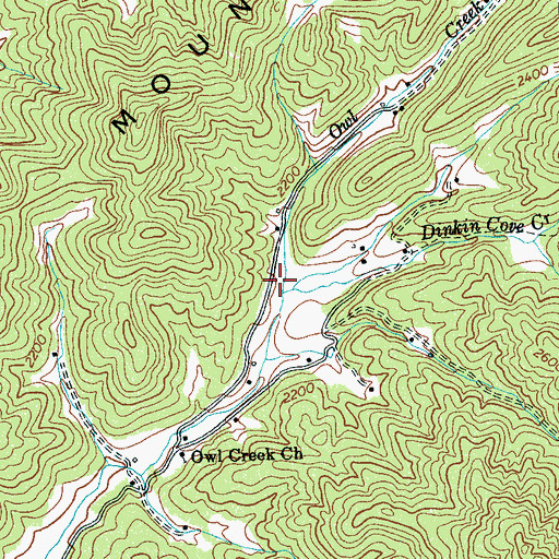 Topographic Map of Dinkin Cove Creek, NC