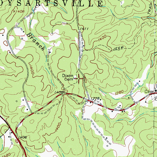 Topographic Map of Dixon Cemetery, NC