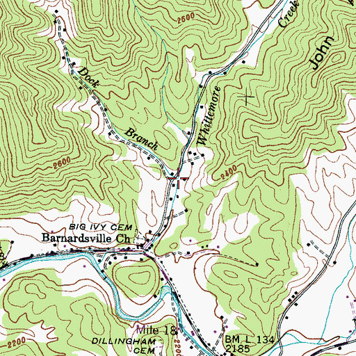 Topographic Map of Dock Branch, NC