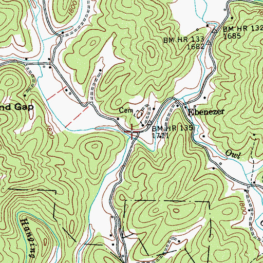 Topographic Map of Dockery Creek, NC
