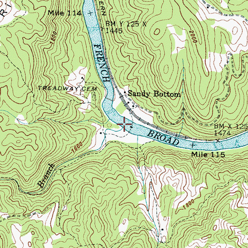 Topographic Map of Doe Branch, NC