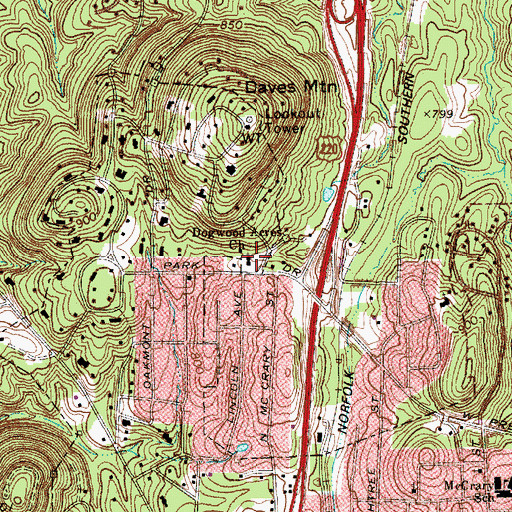 Topographic Map of Dogwood Acres Church, NC