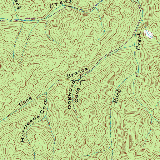 Topographic Map of Dogwood Cove, NC