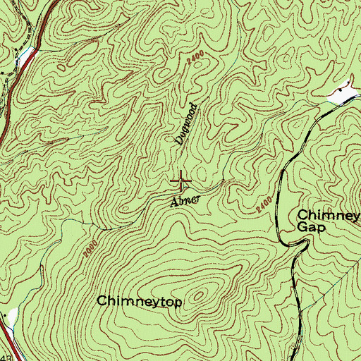 Topographic Map of Dogwood Creek, NC