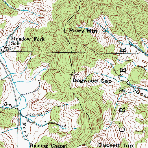 Topographic Map of Dogwood Gap, NC