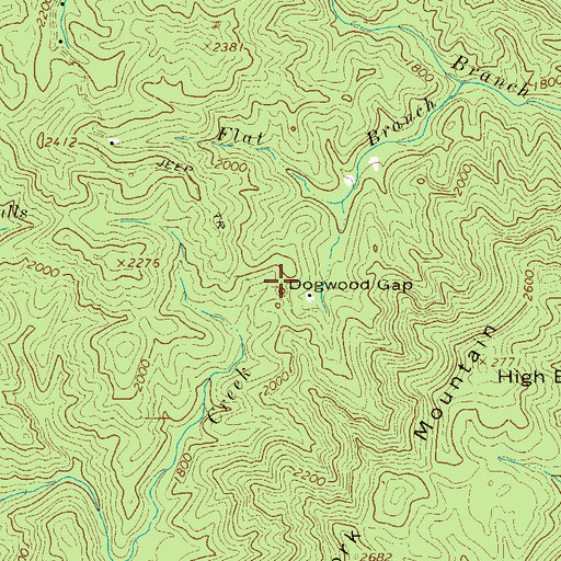 Topographic Map of Dogwood Gap, NC
