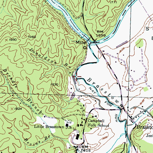 Topographic Map of Donaldson Branch, NC