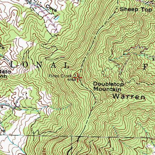 Topographic Map of Doubletop Mountain, NC